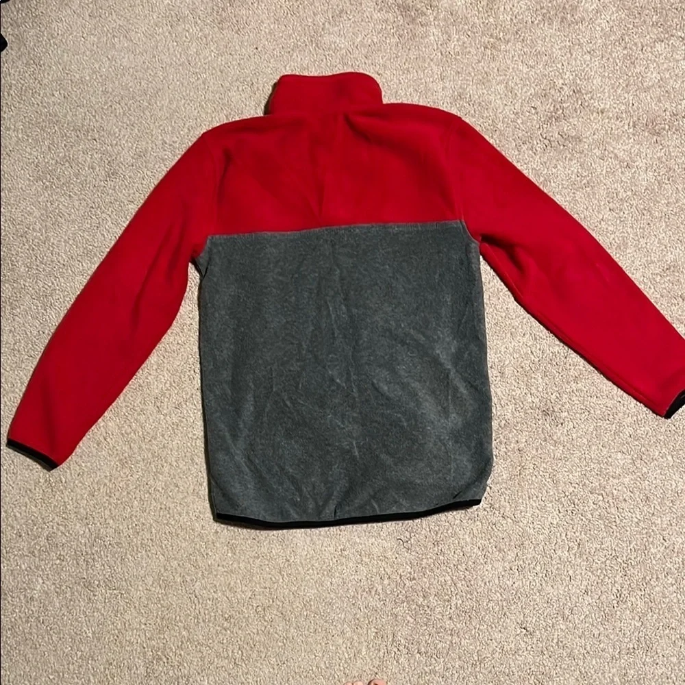 Eddie Bauer Red and Gray Quarter-Zip Fleece Pullover